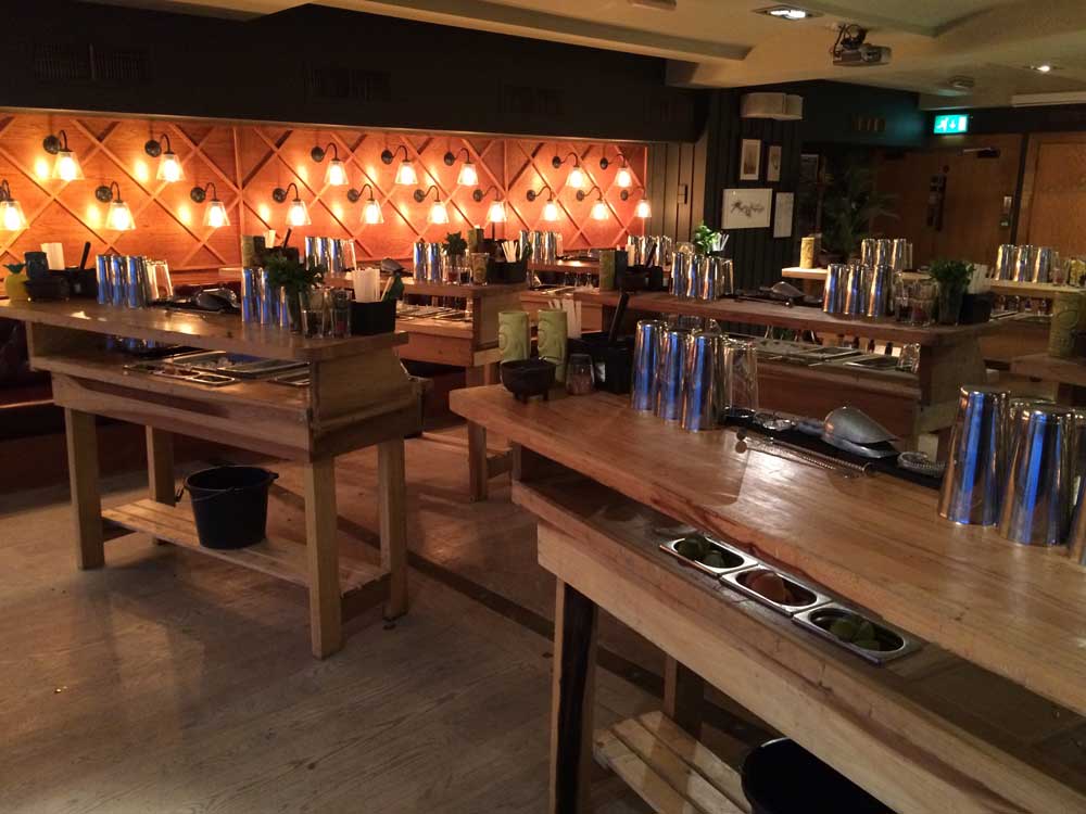 Cocktail bars set up in events space in London