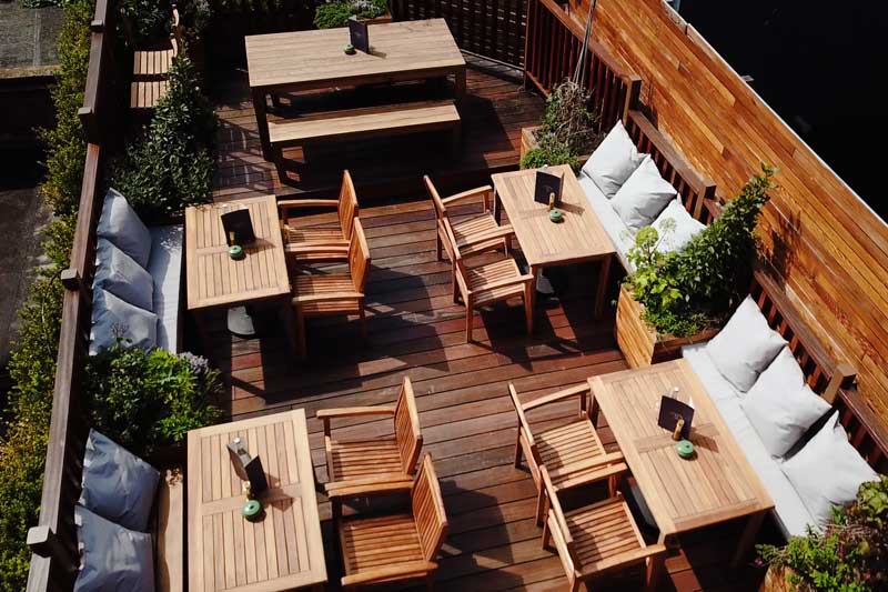 Covered roof terrace from above.